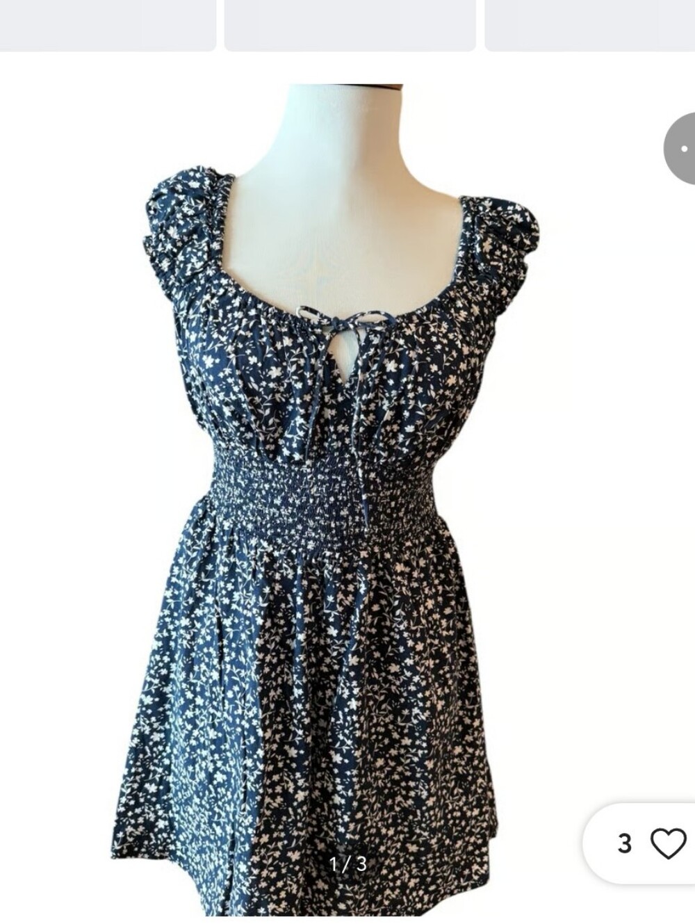 Navy and White Floral Mini Dress